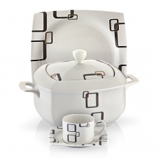 85 Parça Kare Bone Yemek Takımı